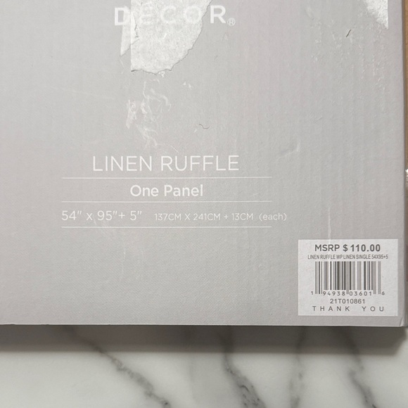 Linen Ruffle Curtain One Panel - Picture 2 of 3